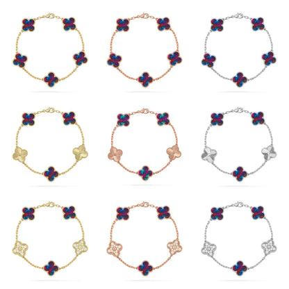 [Regal Jewels]CLOVER 5 MOTIF COLOR GEMSTONES BRACELET COLLECTION