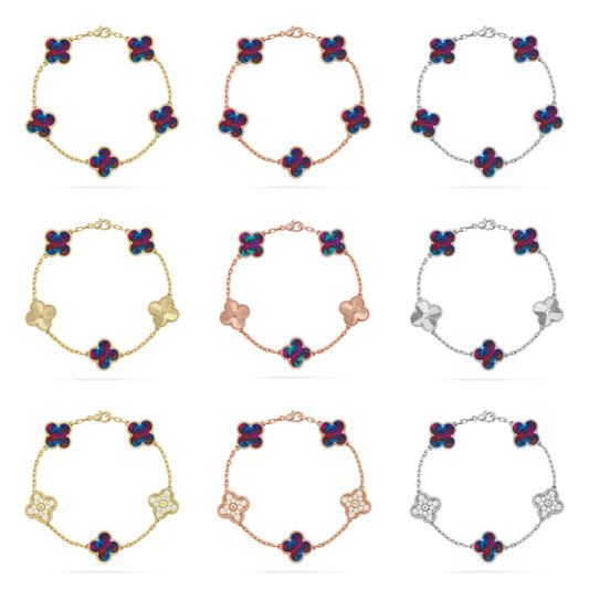 [Regal Jewels]CLOVER 5 MOTIF COLOR GEMSTONES BRACELET COLLECTION