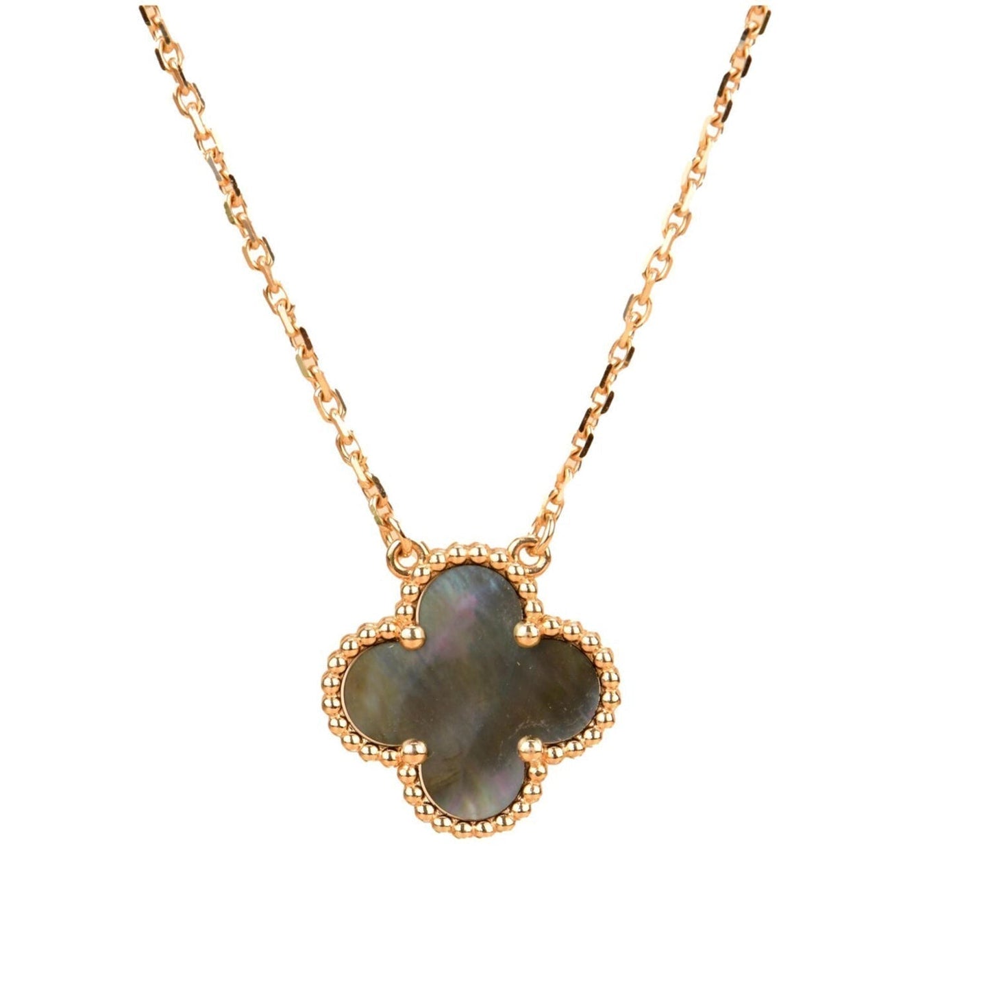 [Regal Jewels]CLOVER 15MM  GRAY MOTHER OF PEARL NECKLACE