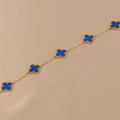 [Regal Jewels]CLOVER 5 MOTIFS BLUE AGATE BRACELET