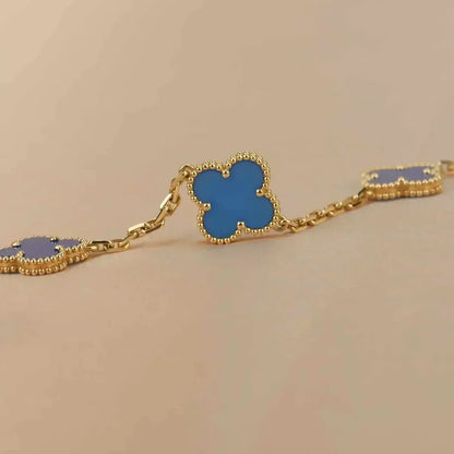 [Regal Jewels]CLOVER 5 MOTIF BLUE AGATE BRACELET COLLECTION