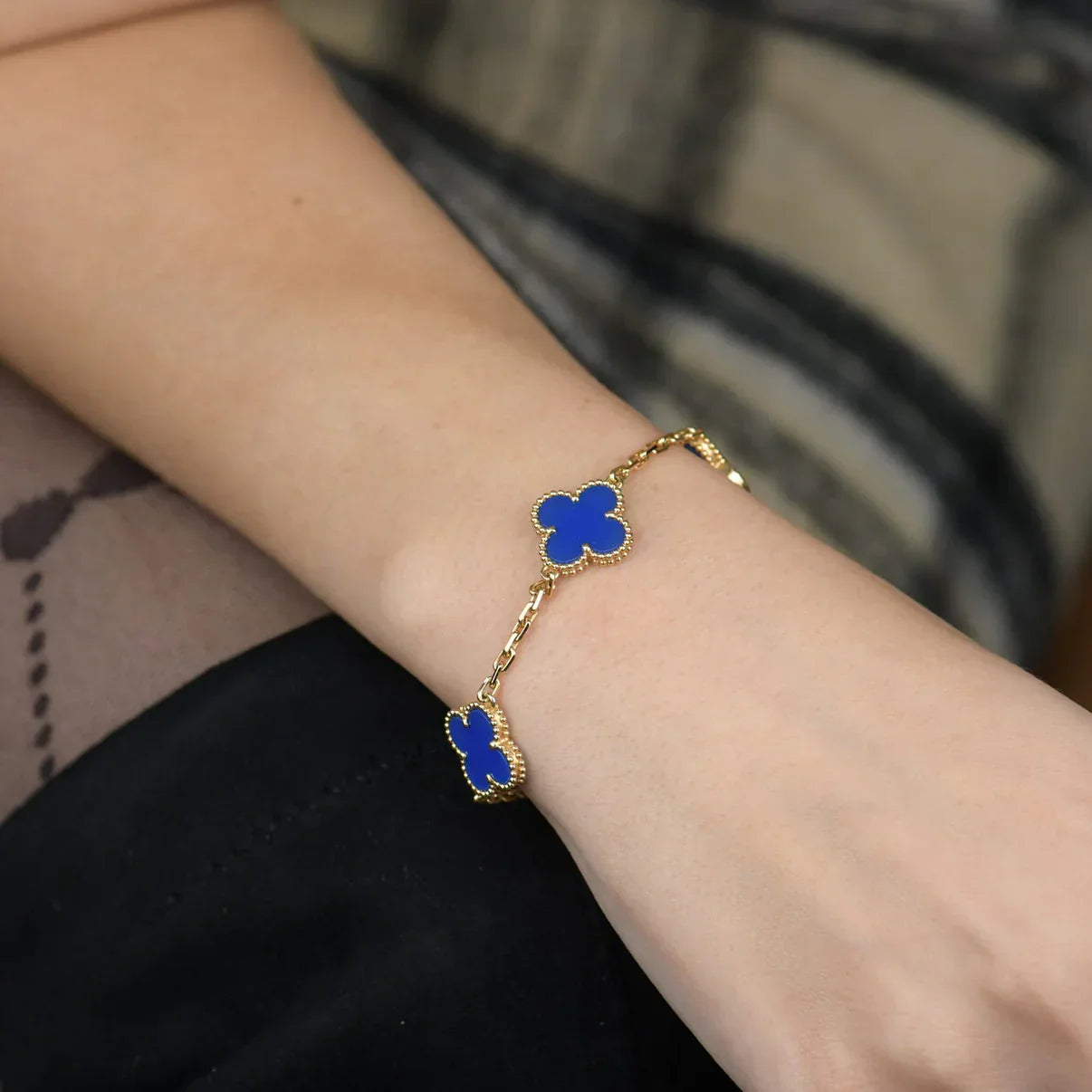 [Regal Jewels]CLOVER 5 MOTIF BLUE AGATE BRACELET COLLECTION