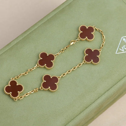 [Regal Jewels] CLOVER 5 MOTIF RED CORNELIAN BRACELET COLLECTION