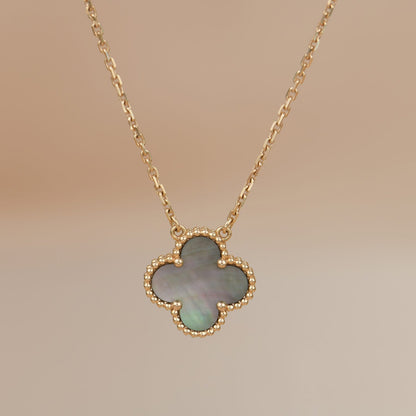 [Regal Jewels]CLOVER 15MM  GRAY MOTHER OF PEARL NECKLACE