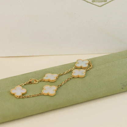 [Regal Jewels]CLOVER WHITE PEARL MOP 5 MOTIF BRACELET COLLECTION
