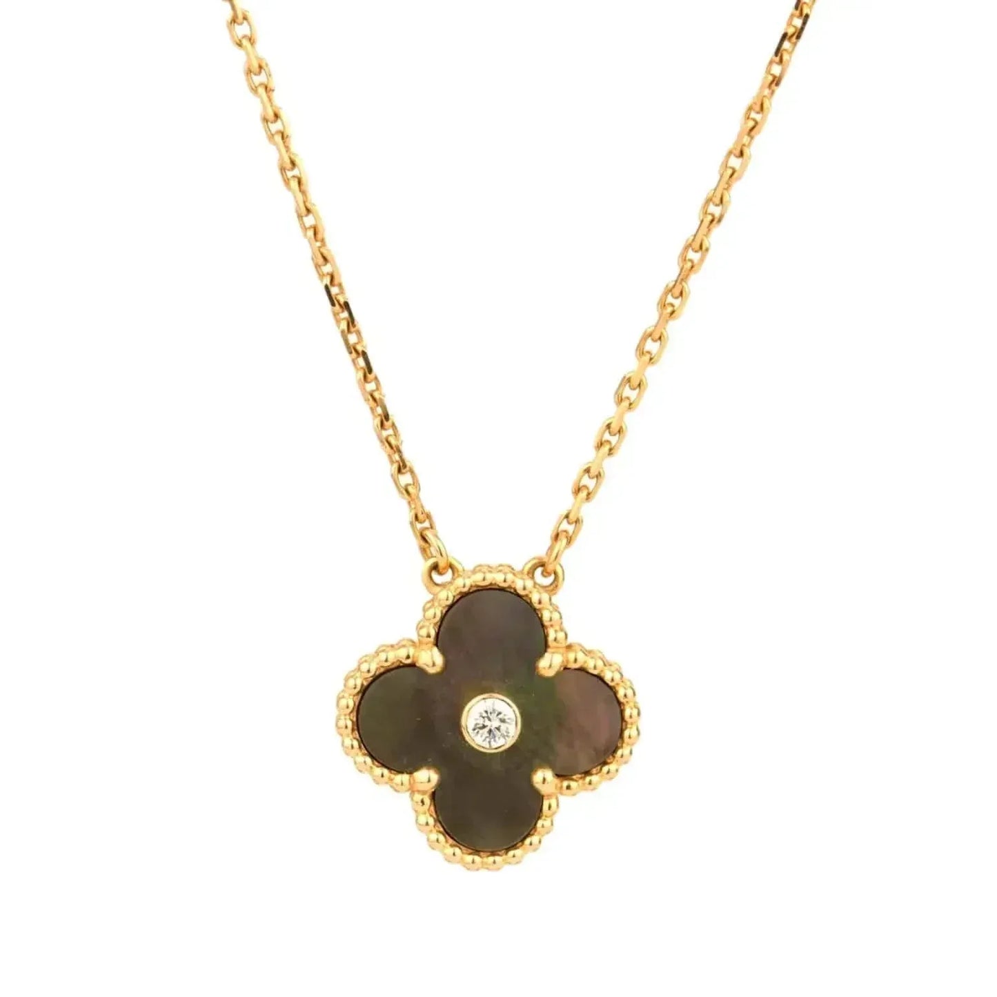 [Regal Jewels]CLOVER 15MM DIAMOND AND MOTHER-OF-GREY NECKLACE