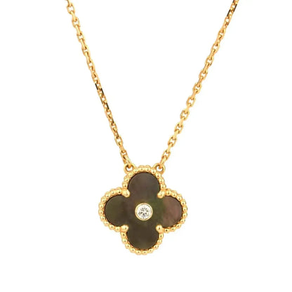 [Regal Jewels]CLOVER 15MM DIAMOND AND MOTHER-OF-GREY NECKLACE