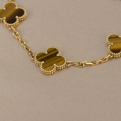 [Regal Jewels]CLOVER  5 MOTIFS TIGER EYE BRACELET