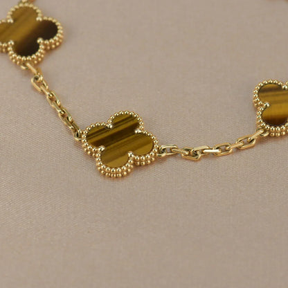 [Regal Jewels]CLOVER 5 MOTIFS TIGER EYE BRACELET COLLECTION
