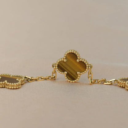 [Regal Jewels]CLOVER 5 MOTIFS TIGER EYE BRACELET COLLECTION