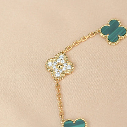 [Regal Jewels]CLOVER 5 MOTIF MALACHITE BRACELET COLLECTION