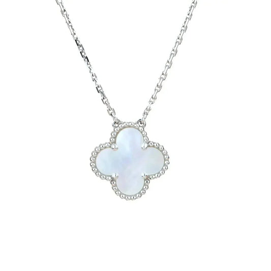 [Regal Jewels]CLOVER  15MM WHITE MOTHER-OF-PEARL SILVER