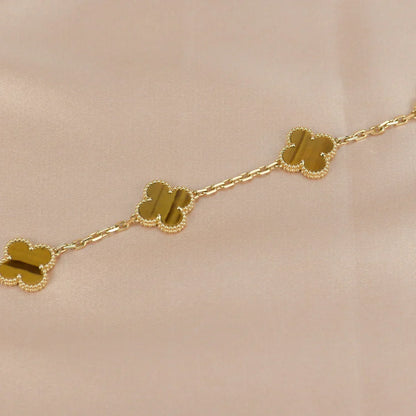 [Regal Jewels]CLOVER 5 MOTIFS TIGER EYE BRACELET COLLECTION