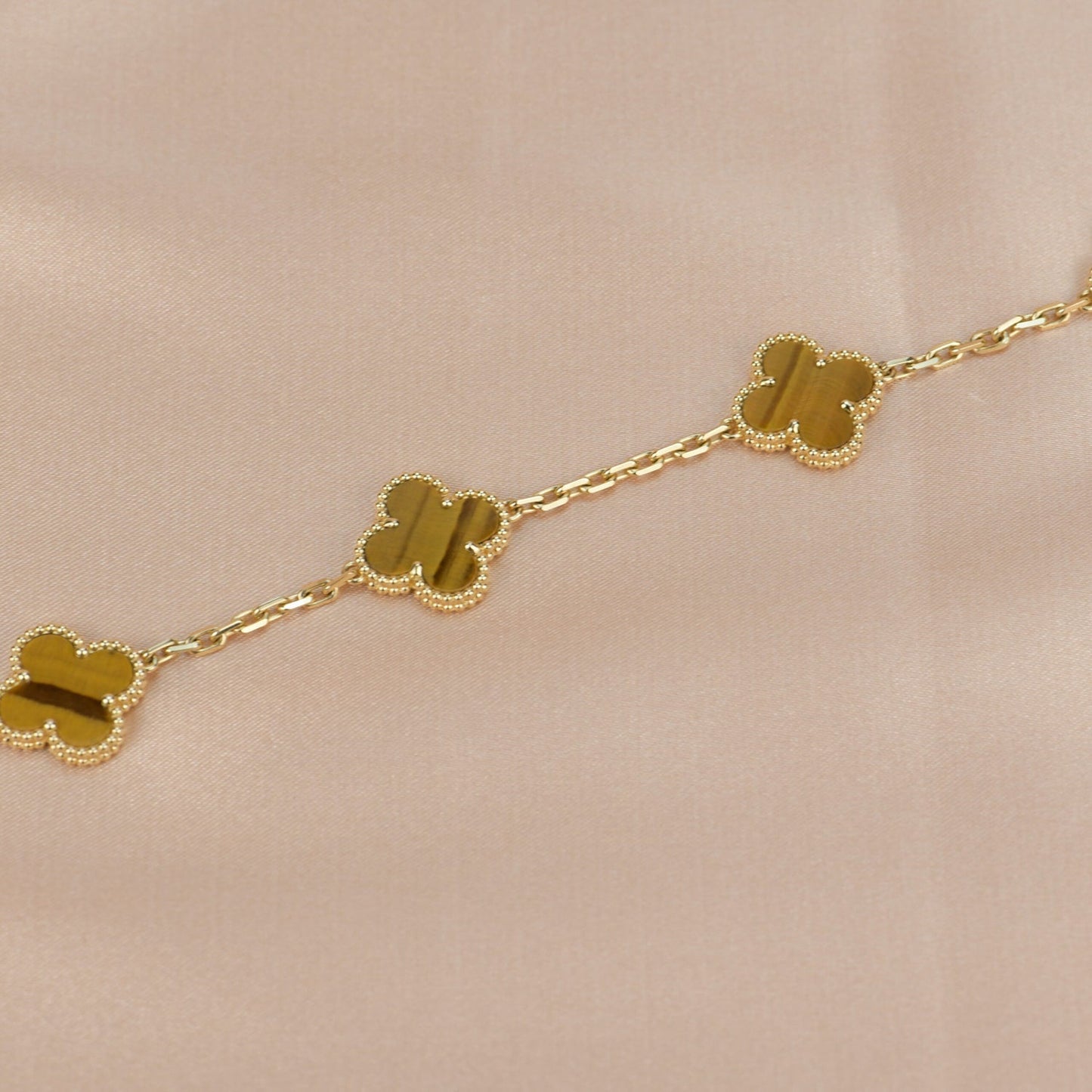 [Regal Jewels]CLOVER  5 MOTIFS TIGER EYE BRACELET