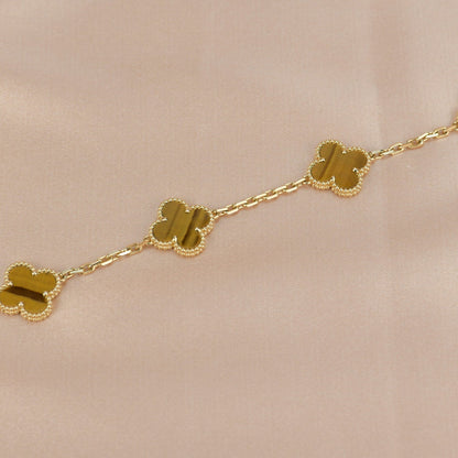 [Regal Jewels]CLOVER  5 MOTIFS TIGER EYE BRACELET