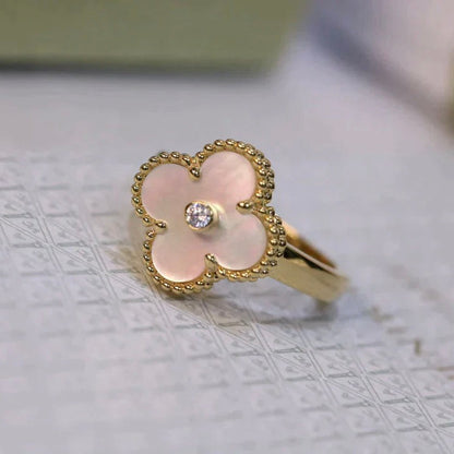 [Regal Jewels]CLOVER PINK MOP RING GOLD DIAMOND