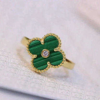 [Regal Jewels]CLOVER MALACHITE RING GOLD DIAMOND