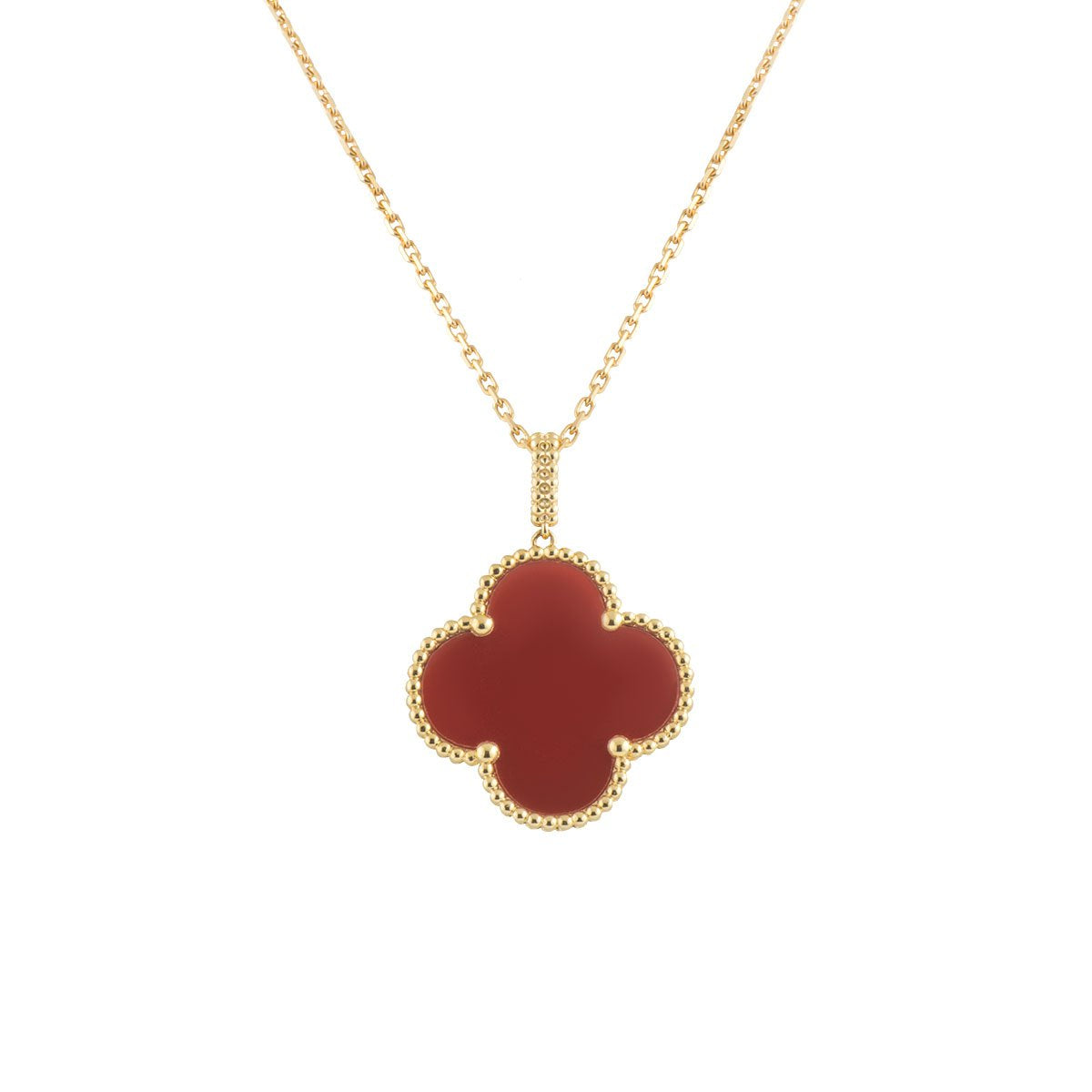 [Regal Jewels]CLOVER 25MM NECKLACE GOLD CARNELIAN