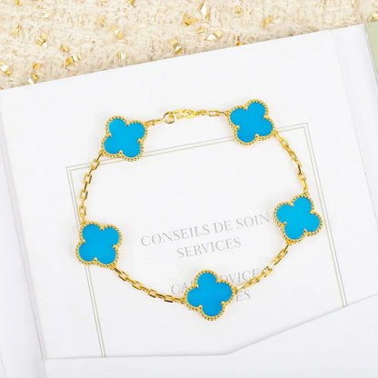[Regal Jewels]CLOVER 5 MOTIF TURQUOISE BRACELET COLLECTION