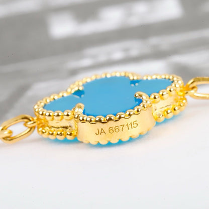 [Regal Jewels]CLOVER 5 MOTIFS TURQUOISE BRACELET
