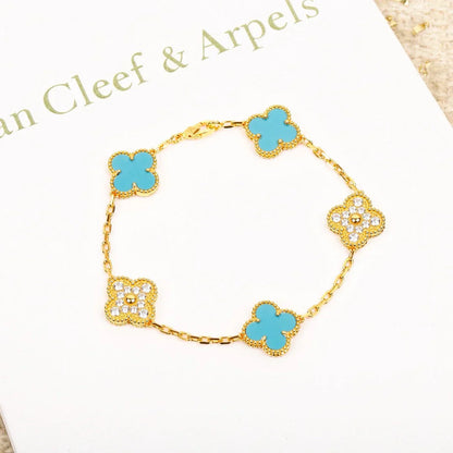 [Regal Jewels]CLOVER 5 MOTIF TURQUOISE BRACELET COLLECTION
