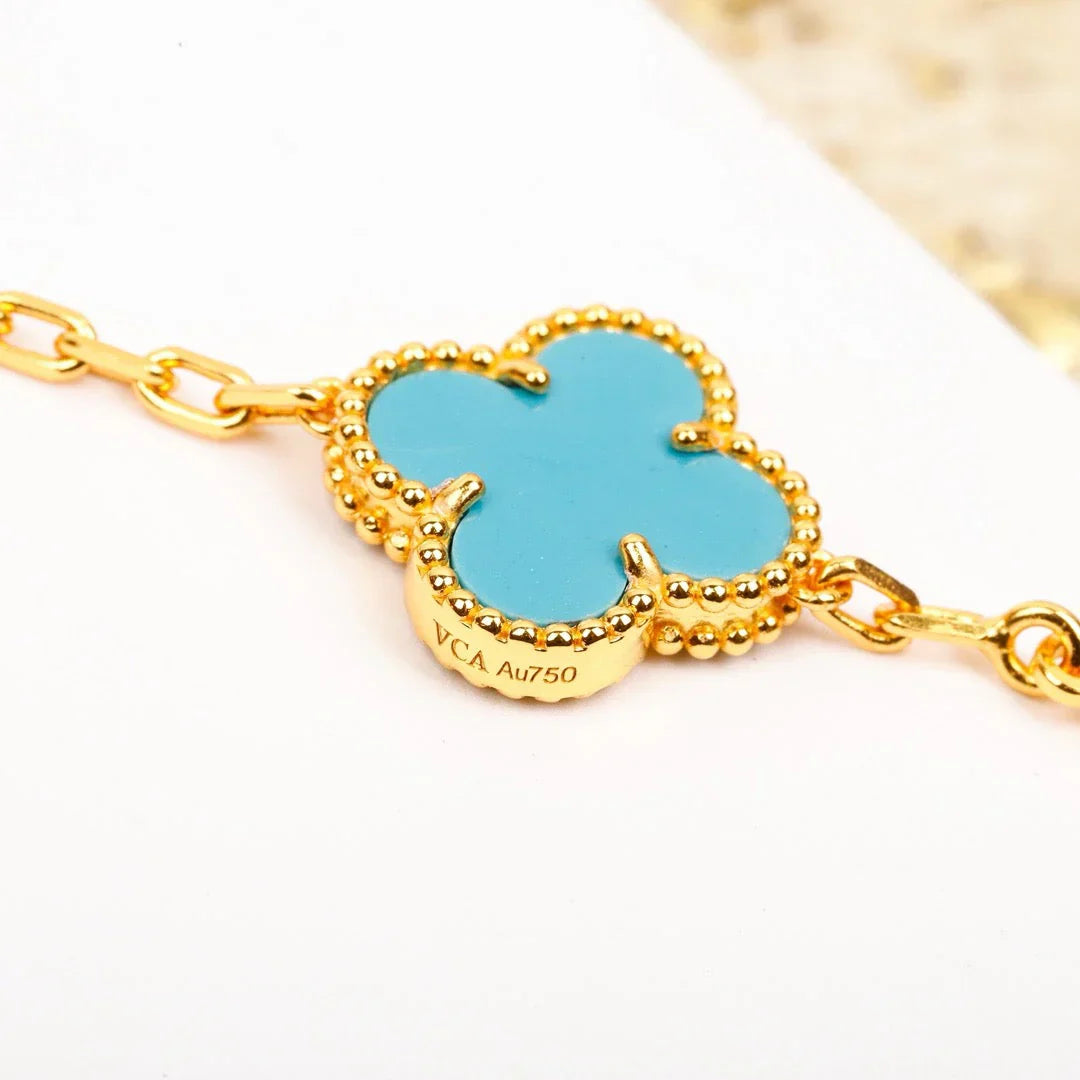 [Regal Jewels]CLOVER 5 MOTIF TURQUOISE BRACELET COLLECTION