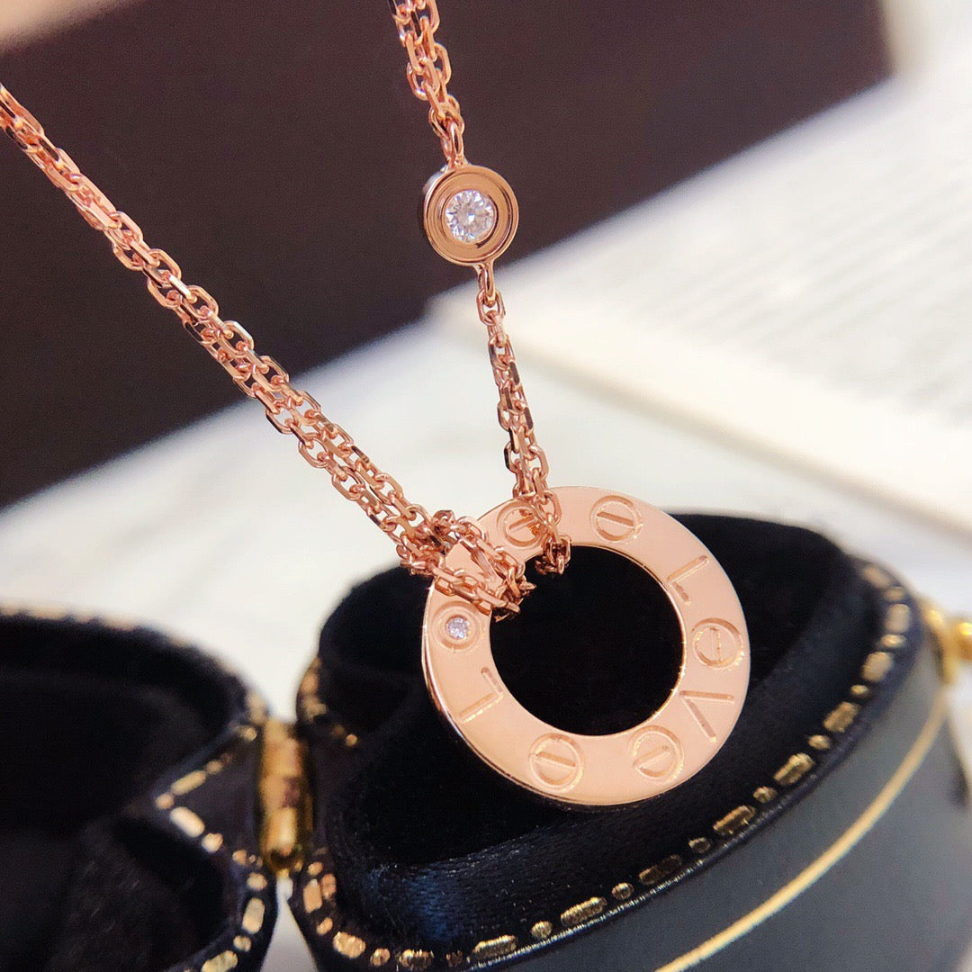 [Regal Jewels]LOVE NECKLACE 16MM 2 DIAMONDS