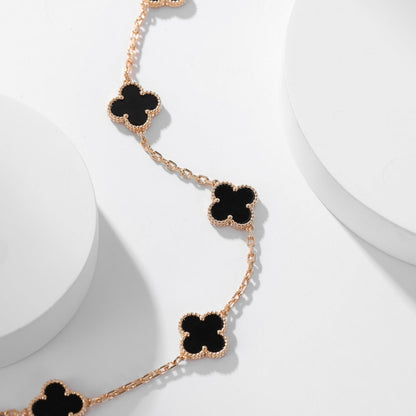 [Regal Jewels]CLOVER 10 MOTIFS ONYX NECKLACE