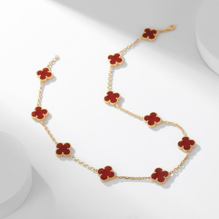 [Regal Jewels]CLOVER 10 MOTIFS CARNELIAN NECKLACE