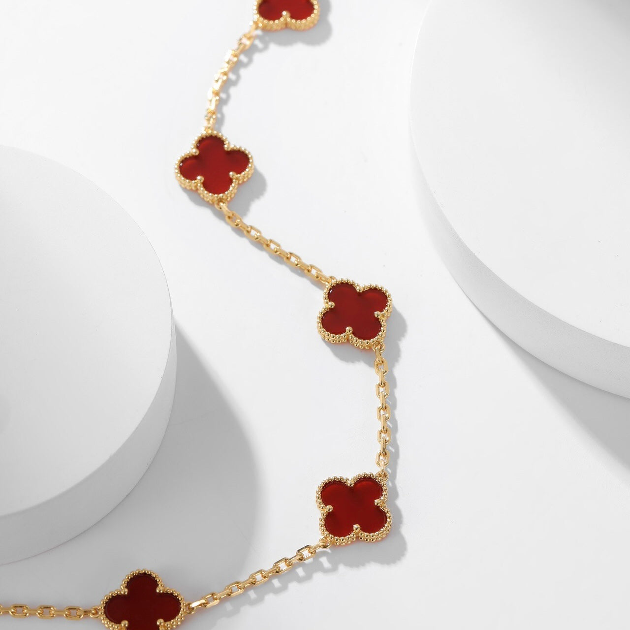 [Regal Jewels]CLOVER 10 MOTIFS CARNELIAN NECKLACE