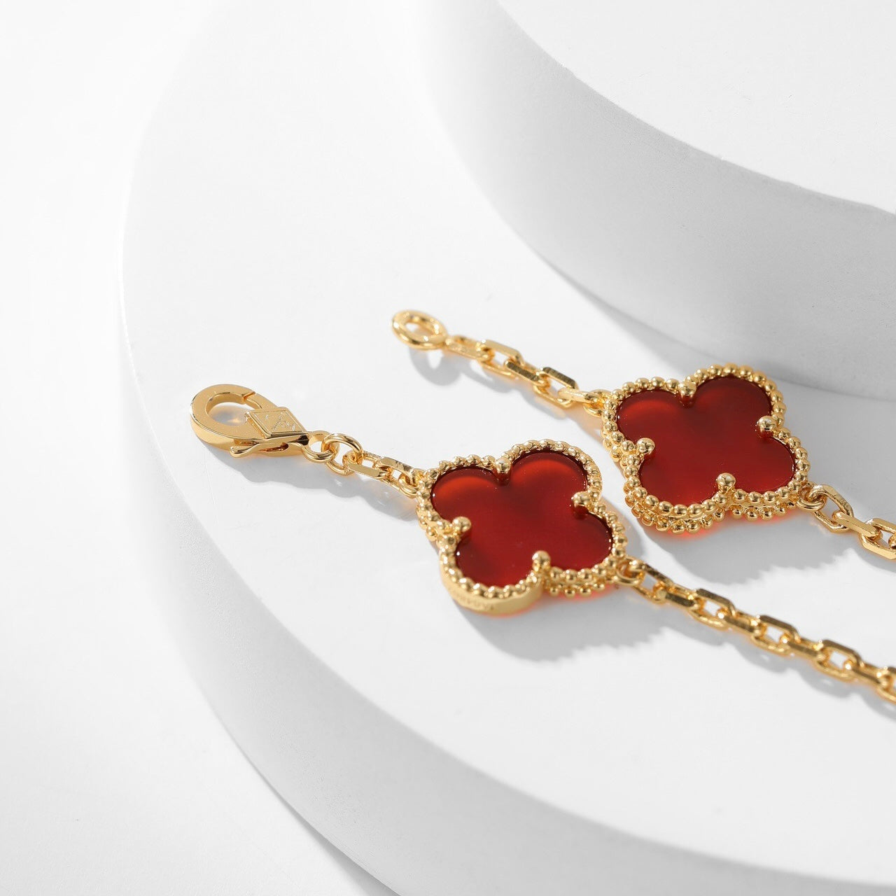[Regal Jewels]CLOVER 10 MOTIFS CARNELIAN NECKLACE