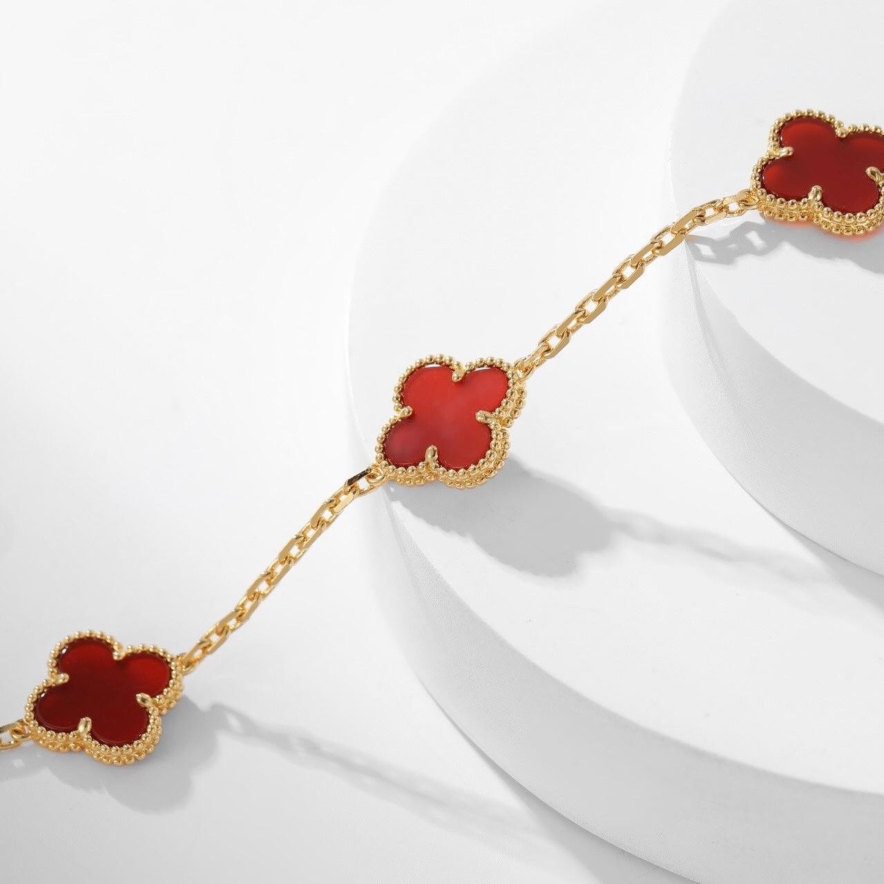 [Regal Jewels]CLOVER 10 MOTIFS CARNELIAN NECKLACE
