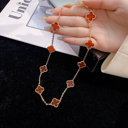 [Regal Jewels]CLOVER 10 MOTIFS CARNELIAN NECKLACE