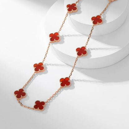 [Regal Jewels]CLOVER 10 MOTIFS CARNELIAN NECKLACE