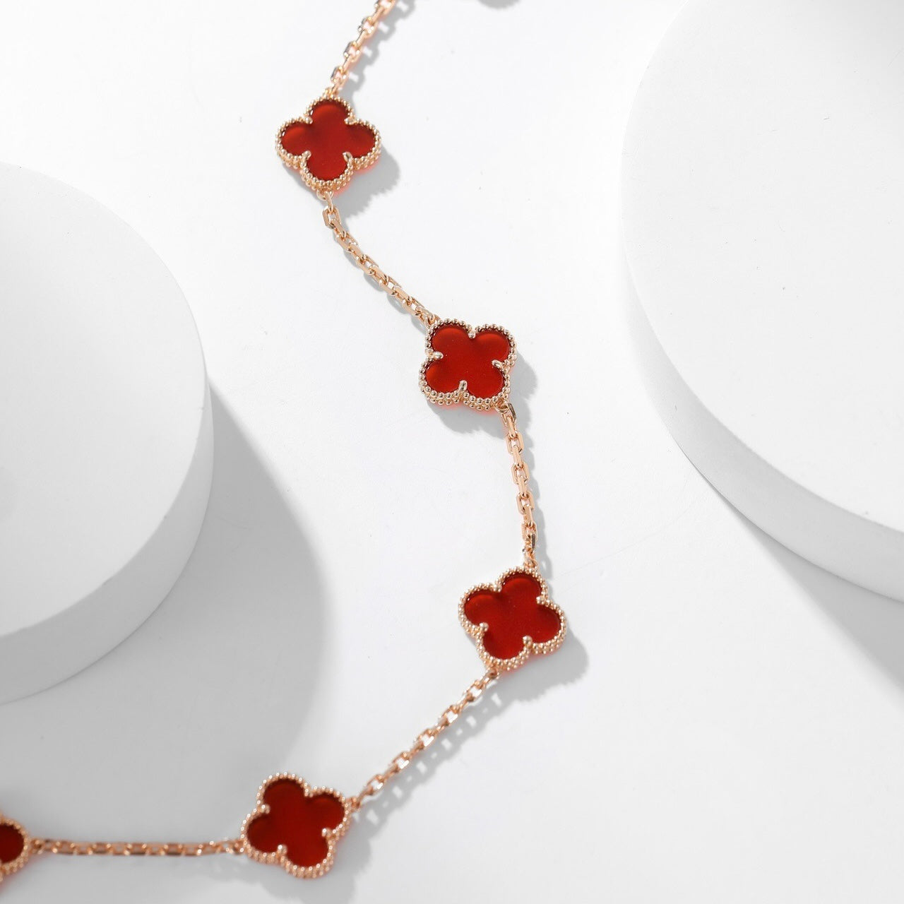 [Regal Jewels]CLOVER 10 MOTIFS CARNELIAN NECKLACE