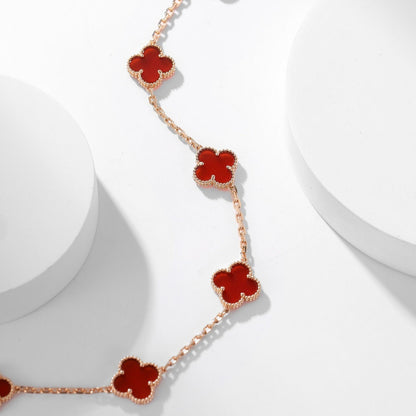 [Regal Jewels]CLOVER 10 MOTIFS CARNELIAN NECKLACE