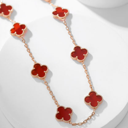 [Regal Jewels]CLOVER 10 MOTIFS CARNELIAN NECKLACE