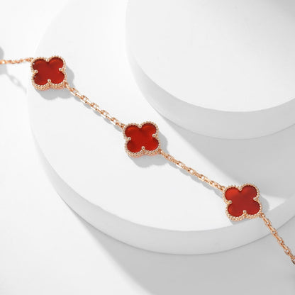 [Regal Jewels]CLOVER 10 MOTIFS CARNELIAN NECKLACE