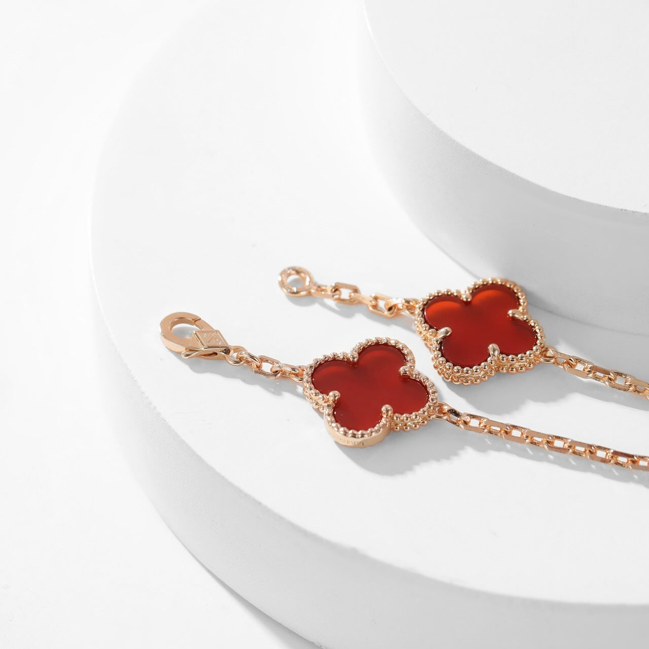 [Regal Jewels]CLOVER 10 MOTIFS CARNELIAN NECKLACE