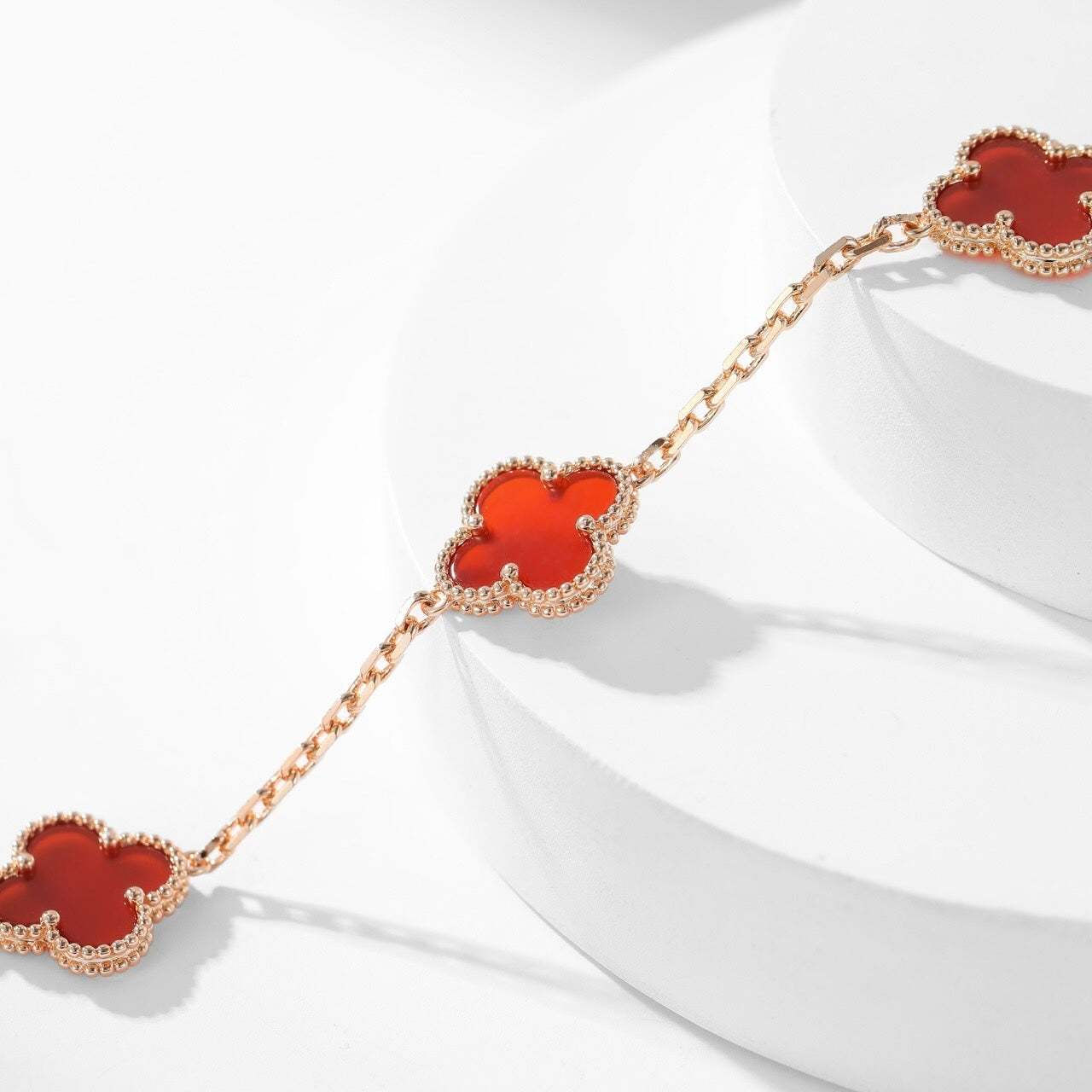 [Regal Jewels]CLOVER 10 MOTIFS CARNELIAN NECKLACE