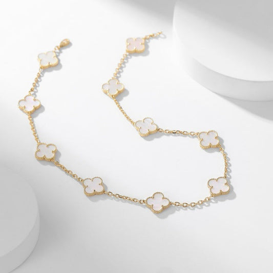[Regal Jewels]CLOVER 10 MOTIFS WHITE MOTHER OF PEARL NECKLACE