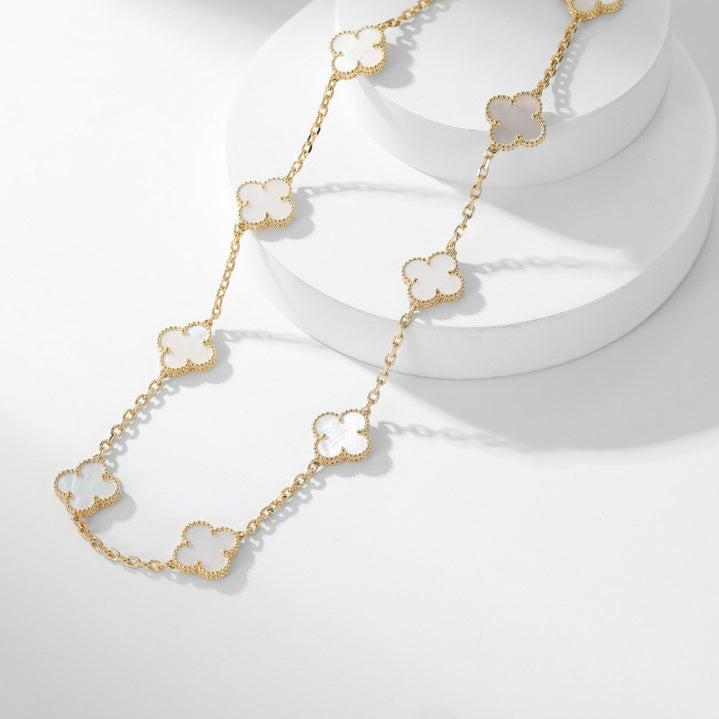 [Regal Jewels]CLOVER 10 MOTIFS WHITE MOTHER OF PEARL NECKLACE