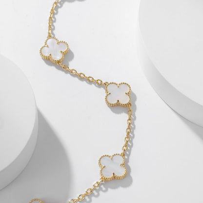 [Regal Jewels]CLOVER 10 MOTIFS WHITE MOTHER OF PEARL NECKLACE