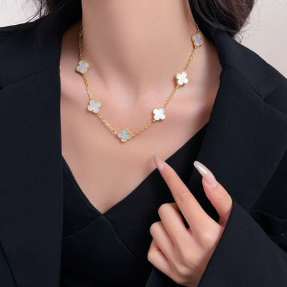 [Regal Jewels]CLOVER 10 MOTIFS WHITE MOTHER OF PEARL NECKLACE