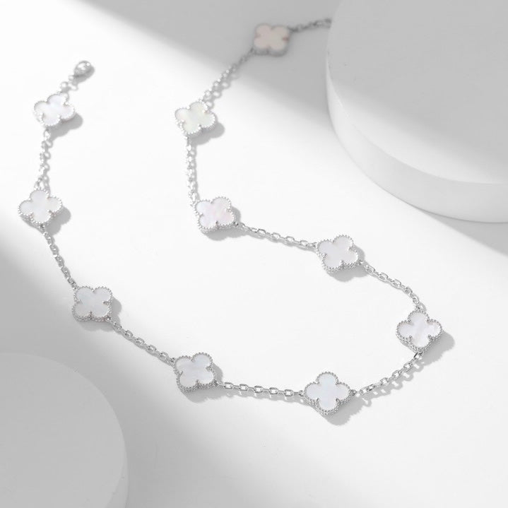 [Regal Jewels]CLOVER 10 MOTIFS WHITE MOTHER OF PEARL NECKLACE