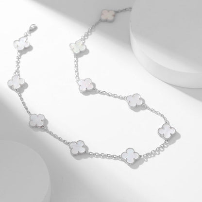 [Regal Jewels]CLOVER 10 MOTIFS WHITE MOTHER OF PEARL NECKLACE