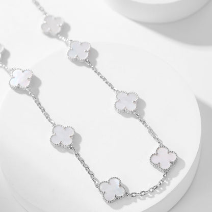 [Regal Jewels]CLOVER 10 MOTIFS WHITE MOTHER OF PEARL NECKLACE