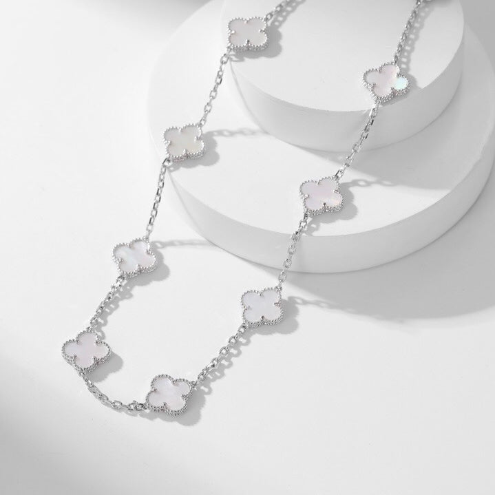 [Regal Jewels]CLOVER 10 MOTIFS WHITE MOTHER OF PEARL NECKLACE