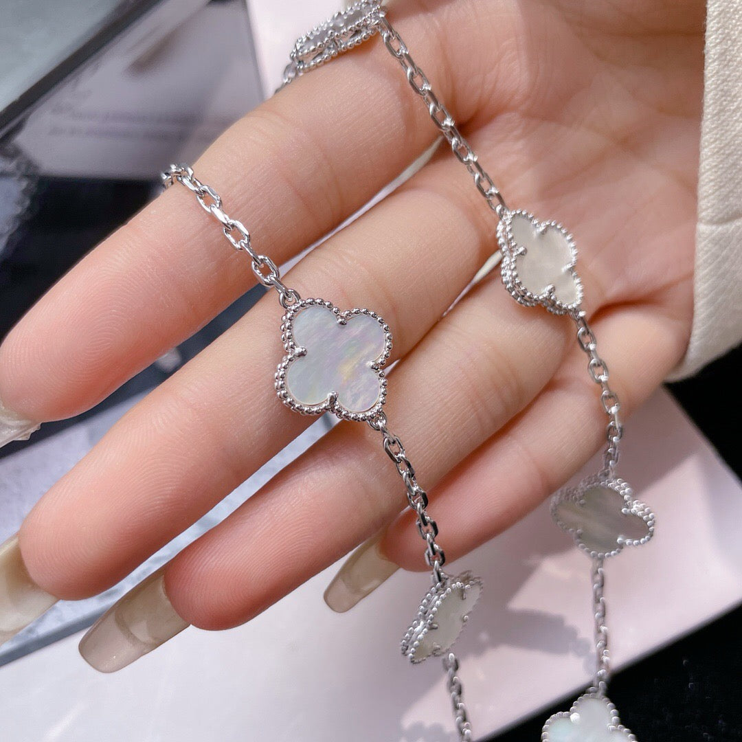 [Regal Jewels]CLOVER 10 MOTIFS WHITE MOTHER OF PEARL NECKLACE