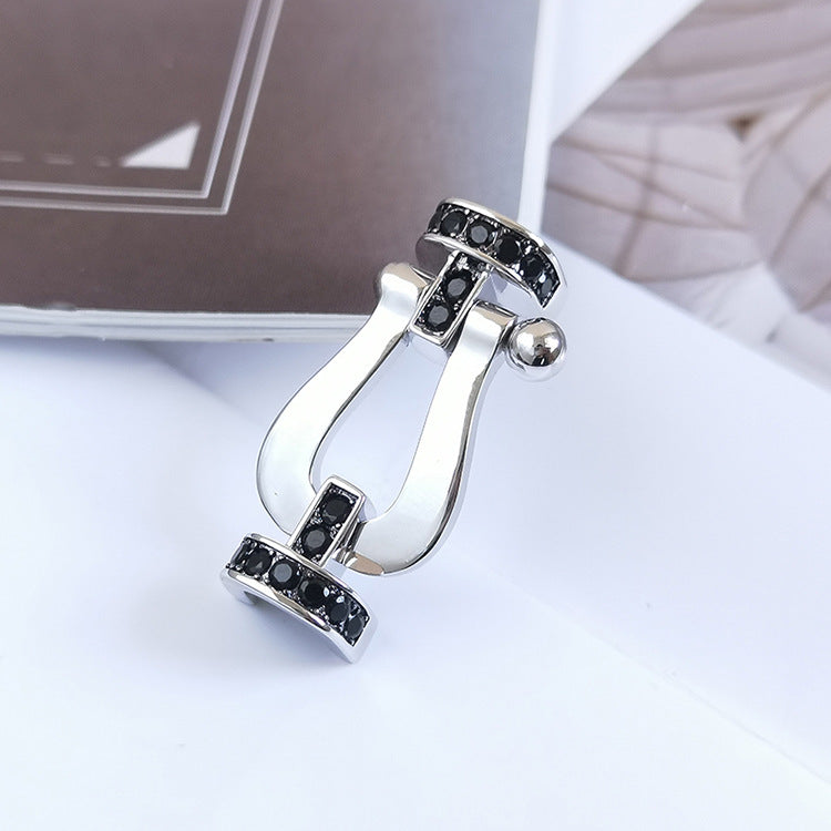 [Regal Jewels]FORCE LARGE HORSESHOE BLACK DIAMOND BRACELET SILVER